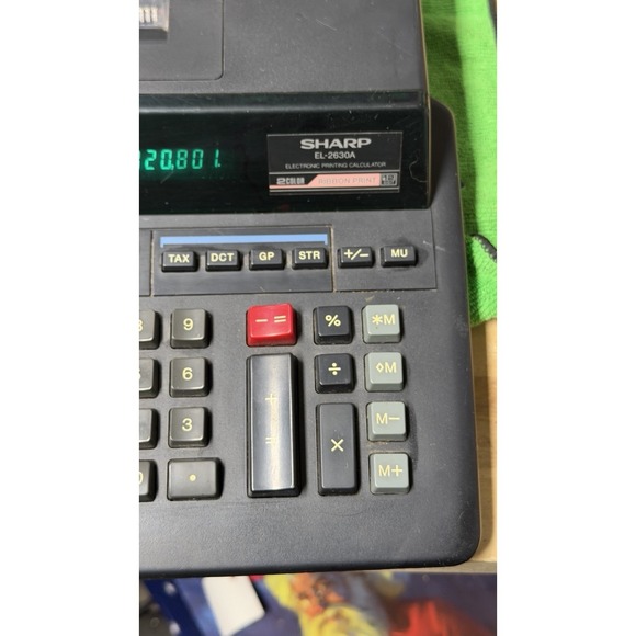 Sharp EL-2630A Printing Calculator 12 Digit 2-Color Ribbon Tested Working - Picture 9 of 12